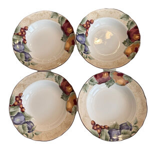 Napa Valley Noble Excellence Fruit Motif Soup Bowls Set of 4 9.5 Inch